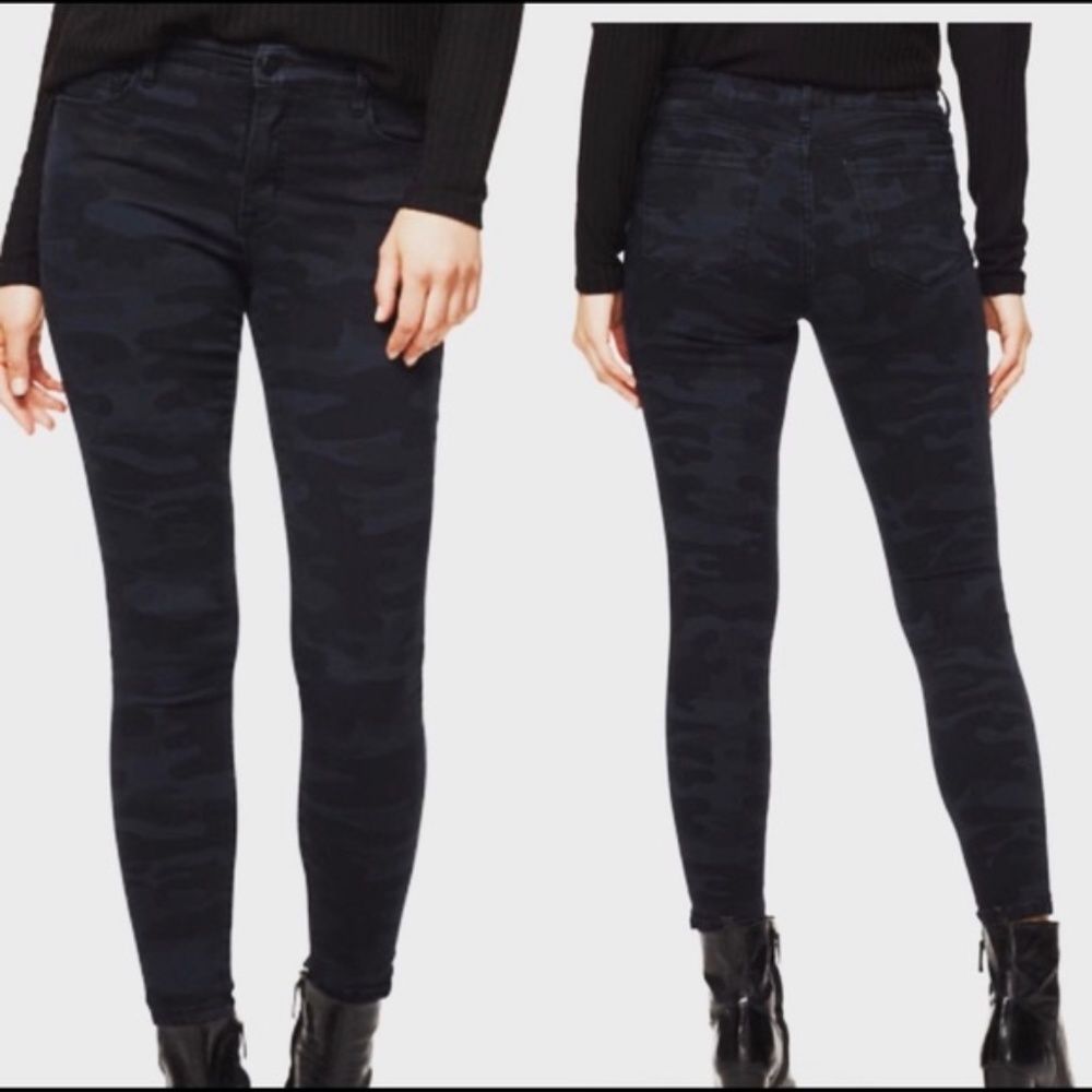 Sanctuary Social Standard Ankle Skinny Black Camo Jeans Size 6 - Picture 1 of 11